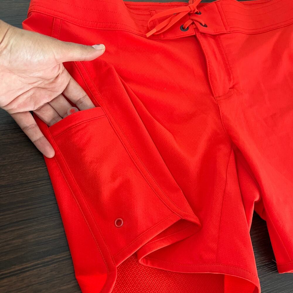 Athleta Red Board Shorts Women’s Size 12 Swim Surf Athletic - Picture 8 of 10